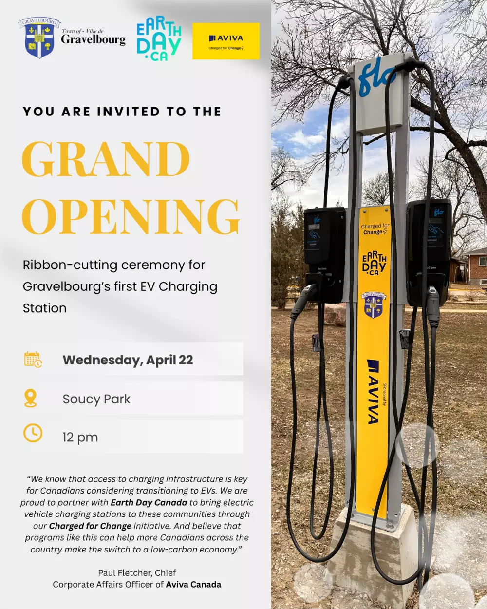 Aviva Earth Day Canada Charged for Changer EV Station Grand Opening Ceremony