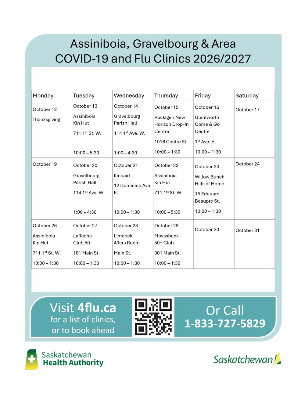 Gravelbourg & Area Covid and Flu Clinics