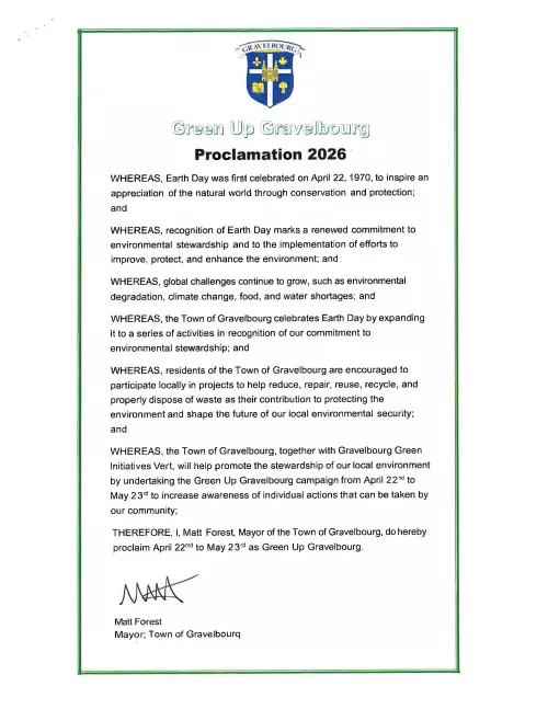 Green Up Gravelbourg Proclaimed!