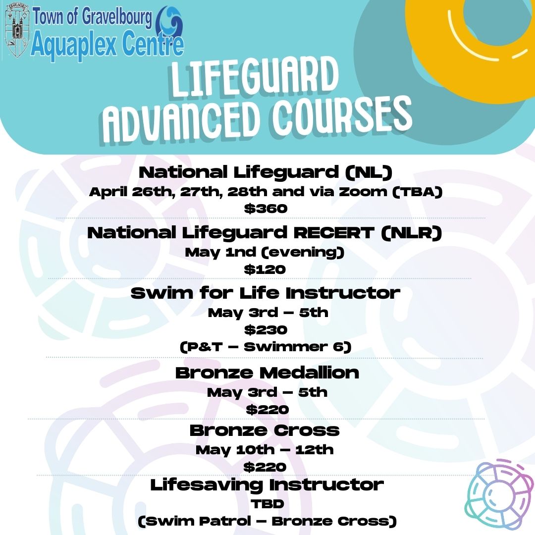 advanced lifeguarding course list cost dates